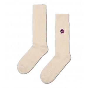 Embroidered Flower Crew Sock